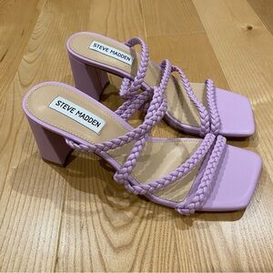 Square Toe Steve Madden Strap Sandal Heels Sz 6.5